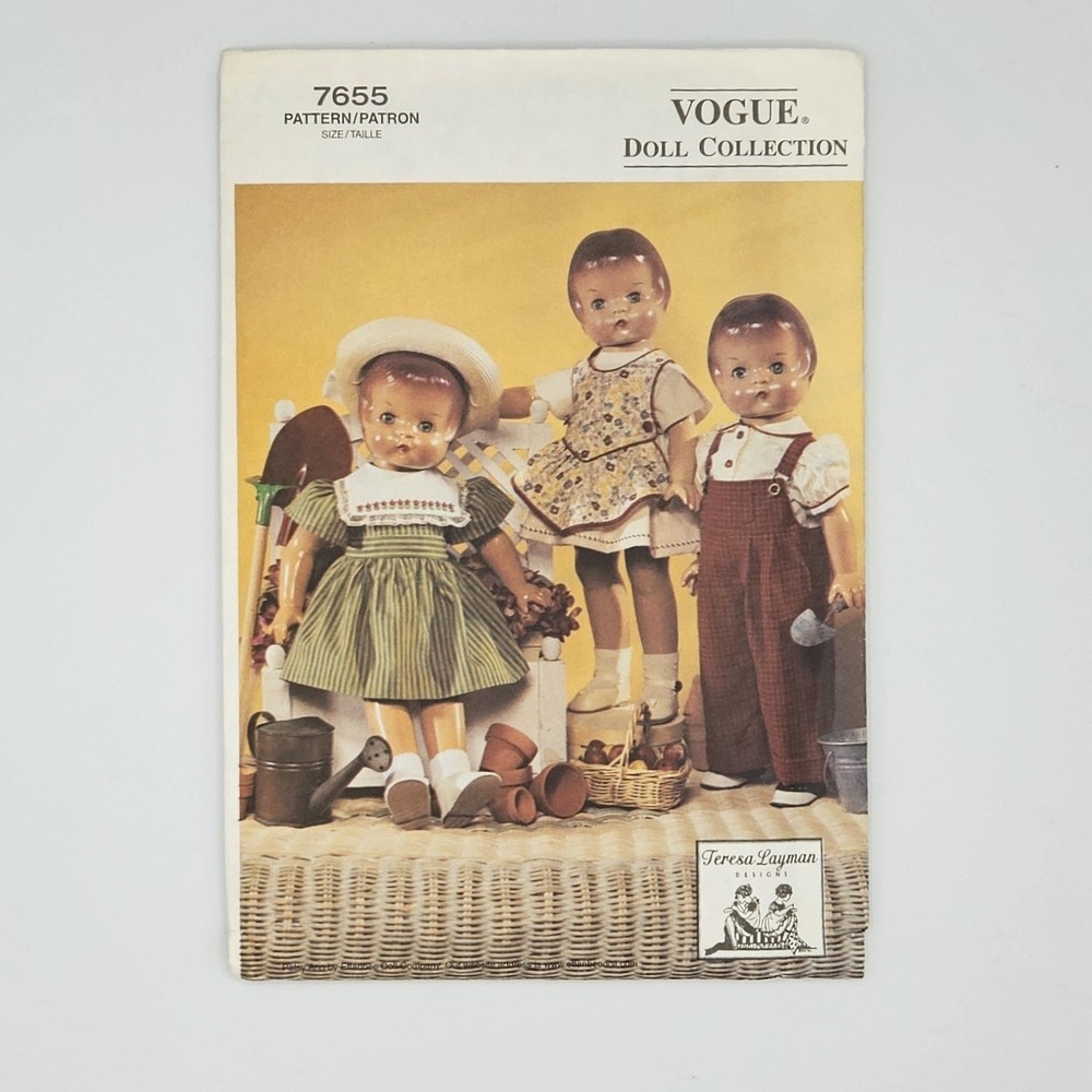 Vogue Doll‎ Collection 7655 pattern vintage styles 18" dolls overalls pinafore